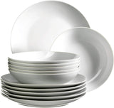 Mäser Barca vajilla para 6 personas, 12 unidades, porcelana, blanco