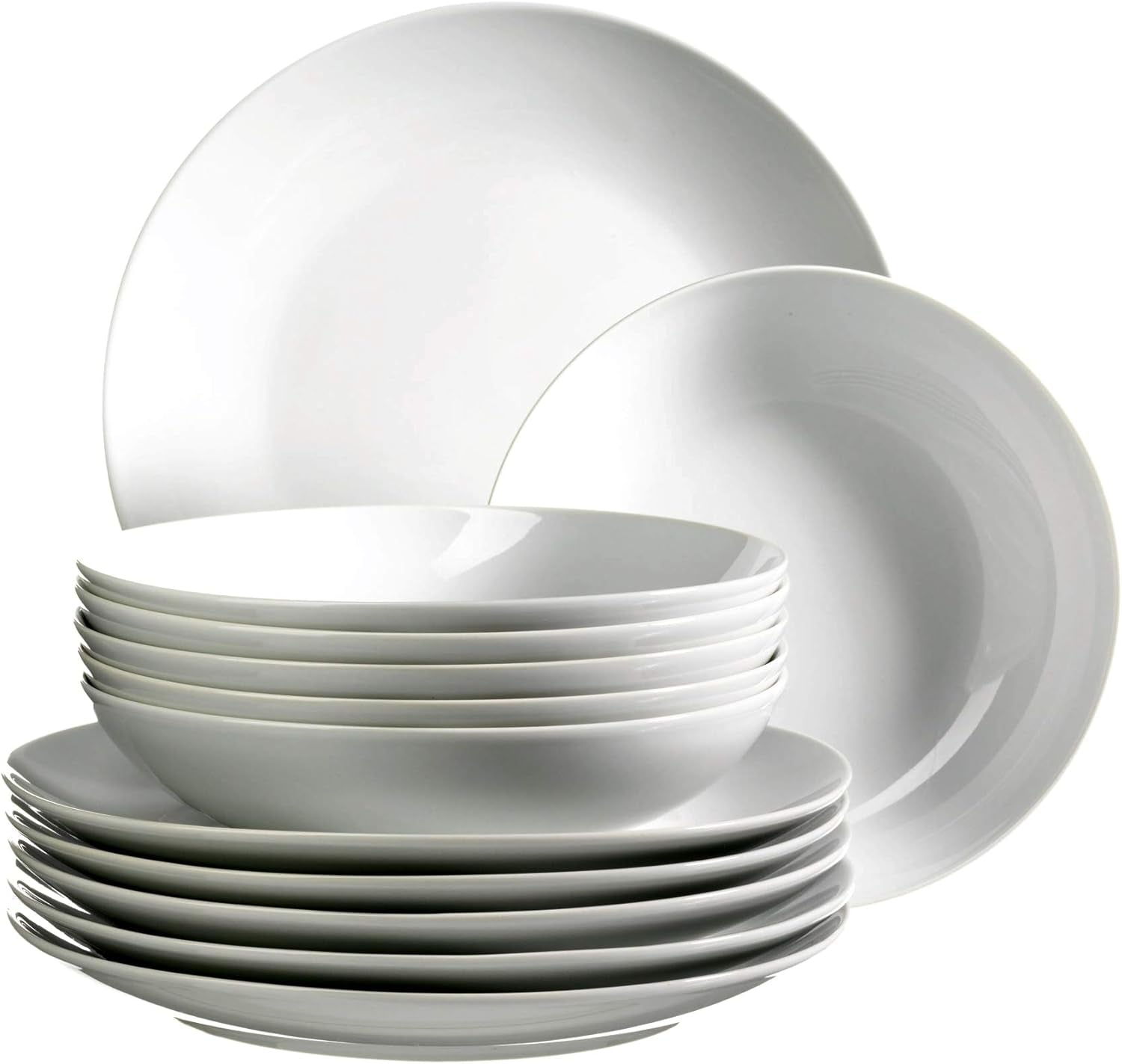 Mäser Barca vajilla para 6 personas, 12 unidades, porcelana, blanco