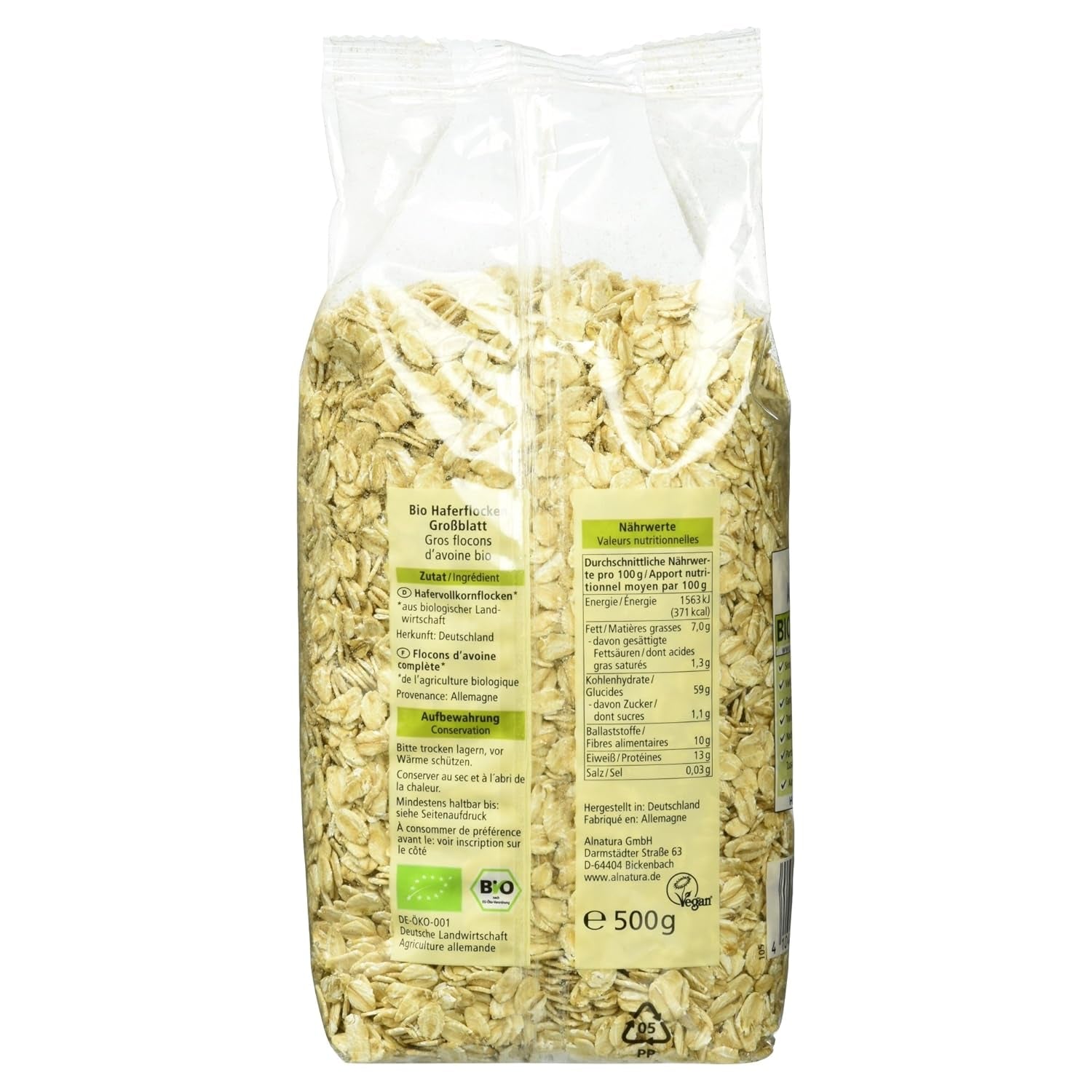 Avena ecológica grande, 500g