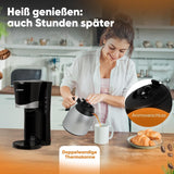 Cafetera Bomann® con termo | para 8-10 tazas de café | sin pérdida de temperatura | cafetera con filtro | 1 litro | Café expreso | Cafetera de filtro con termo | KA 168 negro