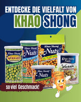 Khao Shong Guisantes verdes fritos con wasabi, guisantes crujientes rebozados picantes, una alternativa baja en grasa a las nueces, picante medio, 1 lata de 140 g | 140 gramos (1 paquete)