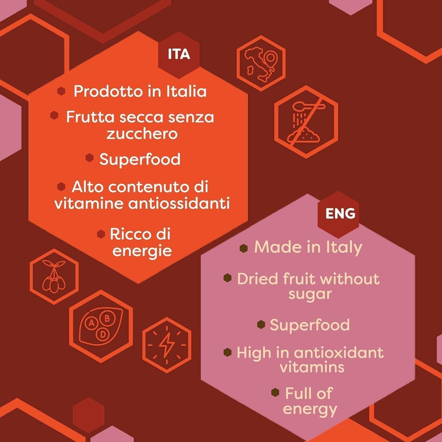 ERBOTECH Goji Berries 200 g, bayas de goji con alto contenido en vitaminas, frutos secos sin azúcar ni azufre, superalimentos naturales y ricos en energía, Made in Italy Productos deshidratados Naty Shop