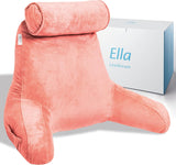 Ella Almohada de Lectura para Cama y Sofá con Rollo para el Cuello Desmontable - Almohada de Respaldo para Cama - Almohada de Lectura de Espuma Viscoelástica con Reposabrazos, Ideal para Leer, Ver TV, Relajarse o Como Respaldo - Gris