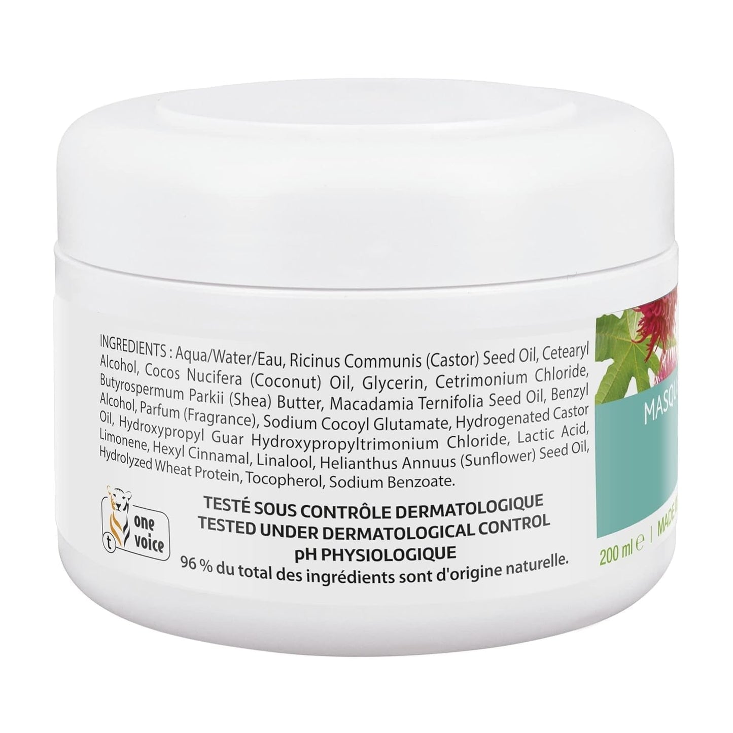 Mascarilla Sublimateur à l'Huile de Ricin et Kératine Végétale 200 ml Mascarilla capilar Naty Shop