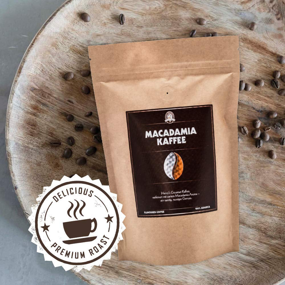 Henry's Macadamia Coffee 1000g - nuestro refinado café gourmet con los mejores sabores - tostado artesanal - granos de café premium