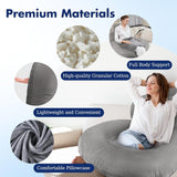 Almohada de lectura, almohada de espalda en forma de U con almohada para el cuello, almohada de juego gris, almohada para leer, jugar, trabajar, descansar