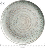 MÄSER 931744 Spicy Market Series, vajilla para 4 personas pintada a mano en diseño mediterráneo vintage, juego combinado de cerámica de 16 piezas, verde, gres