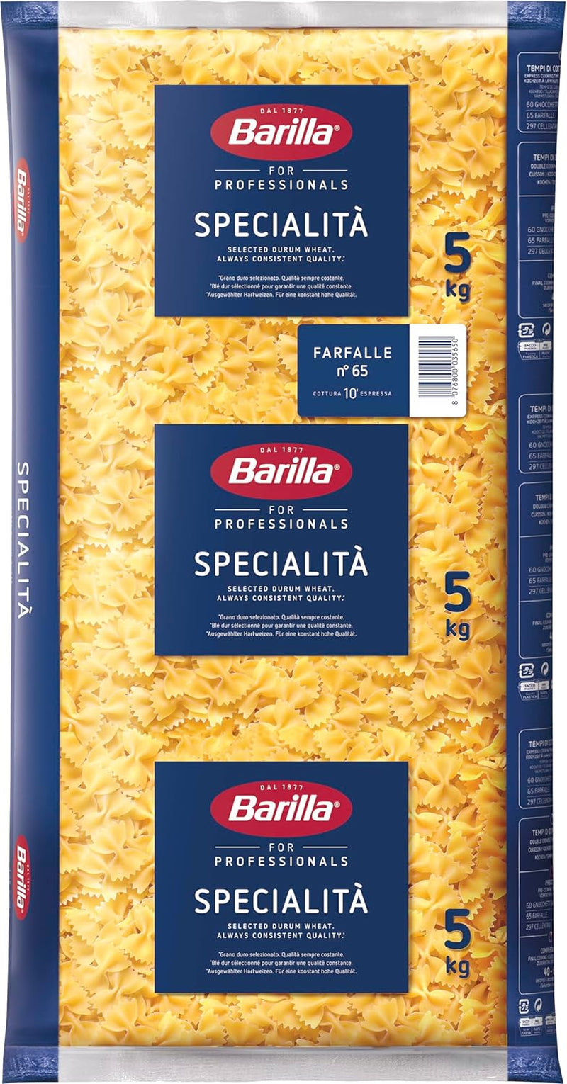 Pasta Barilla Farfalle n. 65, 5 kilos