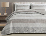 Chezmoi Collection Addy Juego de edredón de patchwork de algodón prelavado, ligero, reversible, para todas las estaciones, de gran tamaño, 3 piezas, color azul marino, blanco, gris, color topo, edredones y edredones a cuadros Naty Shop Hibiscus Patchwork Stripes, color topo Twin
