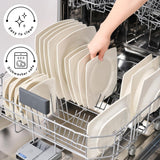 Karaca Jamie Juego de Vajilla Blanca para 12, 52 Piezas - Elegante Vajilla de Porcelana para 12 | Incluye platos, tazas, tazones |