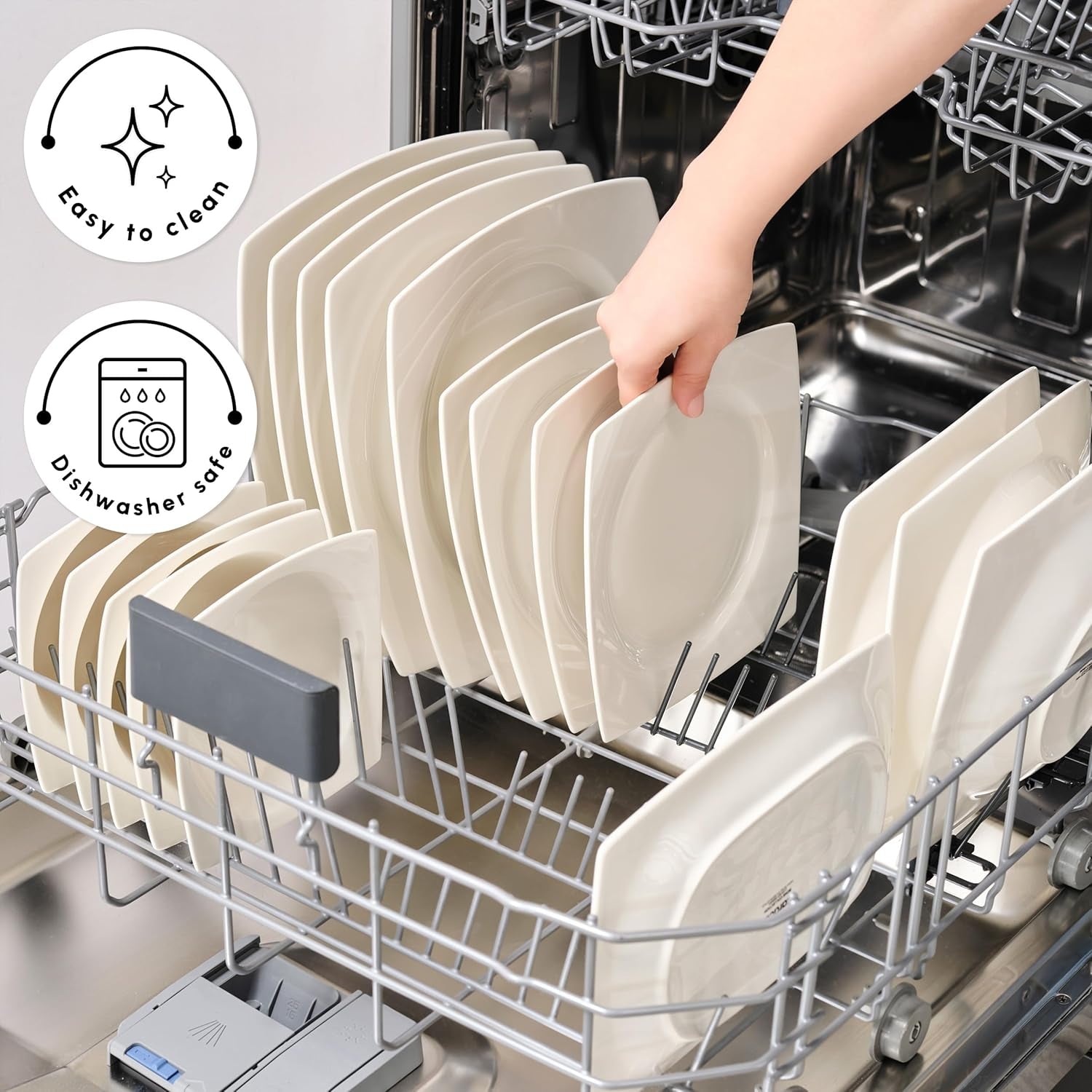 Karaca Jamie Juego de Vajilla Blanca para 12, 52 Piezas - Elegante Vajilla de Porcelana para 12 | Incluye platos, tazas, tazones |