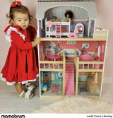 A405 Casa de Muñecas con Luz LED - Juego de 3 Pisos y Muebles - Casa de Juegos de Madera Incluye Accesorios: Cocina, Baño, Dormitorio - Regalo para Niñas de 3 años en adelante Casas de Muñecas Naty Shop