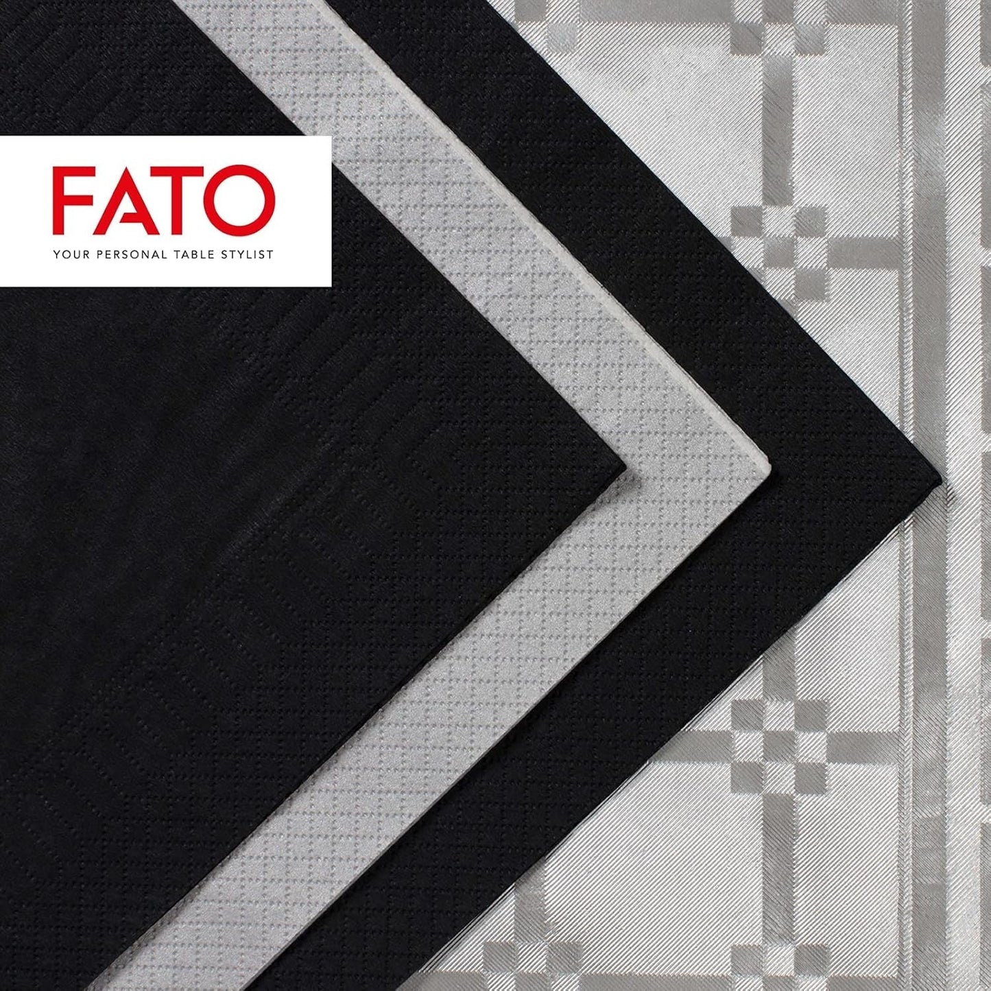 , Servilletas de papel desechables, ideales para almuerzos informales y buffets, paquete de 50 servilletas, tamaño 33X33, 4 capas, 2 capas, negro, certificado Fsc (paquete de 2)