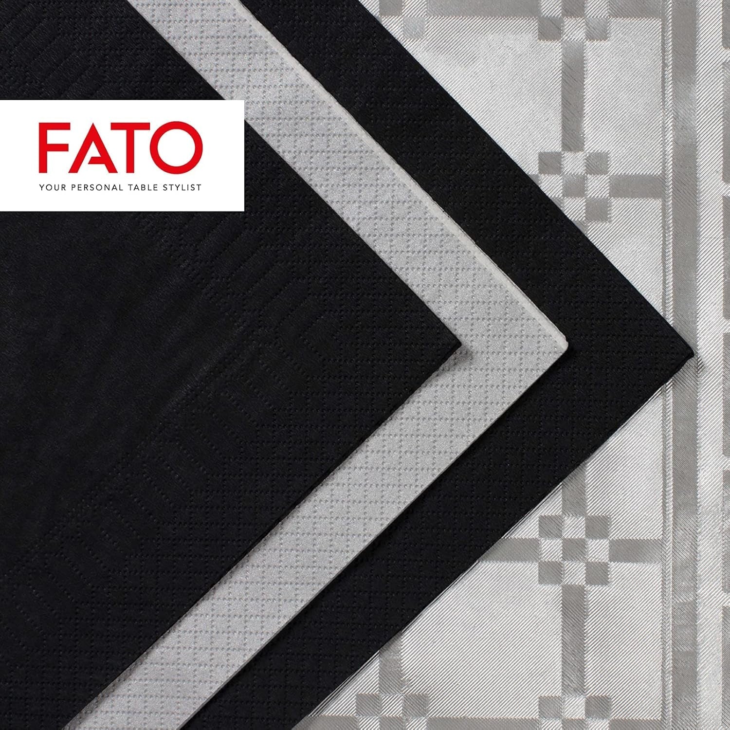 , Servilletas de papel desechables, ideales para almuerzos informales y buffets, paquete de 50 servilletas, tamaño 33X33, 4 capas, 2 capas, negro, certificado Fsc (paquete de 2)