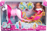 Simba Evi Love Princess Ride, Muñeca Princesa con Trineo y Caballo de Invierno, Accesorios Princesa, 12 cm, Edad 3+