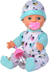 Muñeco Bebé Recién Nacido Elefantito Vinilo con Función Comer y Beber, Biberón y Chupete, 30cm, Muñecas 2 años Naty Shop