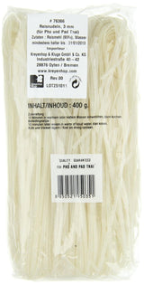 Fideos de arroz - tailandeses, fideos de cinta de arroz de 3 mm de ancho, hechos con harina de arroz - 17 x 400 g