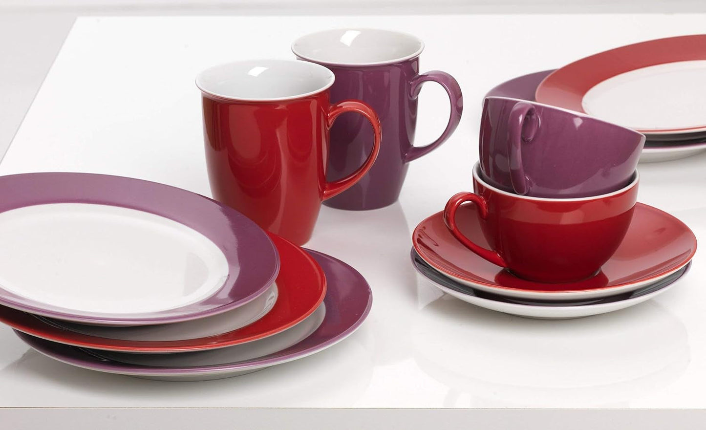 Ritzenhoff & Breker Doppio Servicio de café, 12 piezas, Porcelana, Rojo