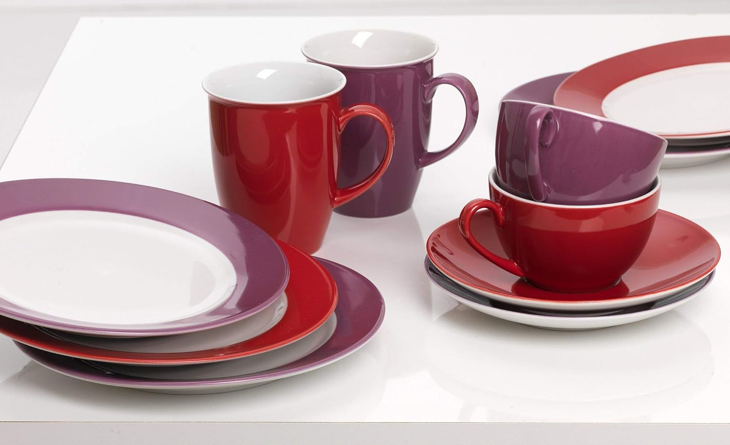Ritzenhoff & Breker Doppio Servicio de café, 12 piezas, Porcelana, Rojo