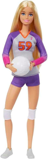 Barbie Made to Move - Muñeca Jugadora de Voleibol con Camiseta y Pelota - 22 Articulaciones para Juego Realista, Incluye Voleibol y Equipo Deportivo, HKT72