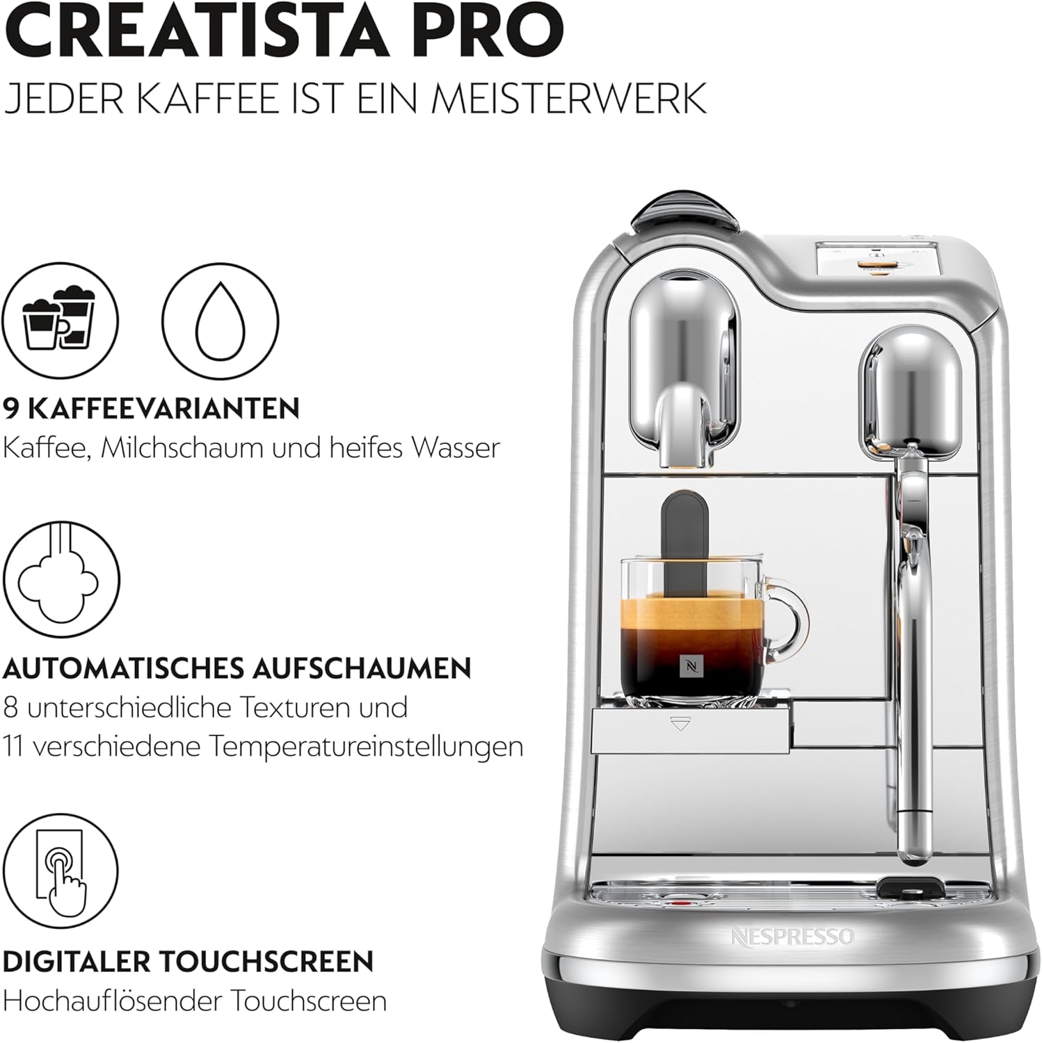 Máquina de café espresso Sage Nespresso Creatista Pro, acero inoxidable, acero inoxidable cepillado