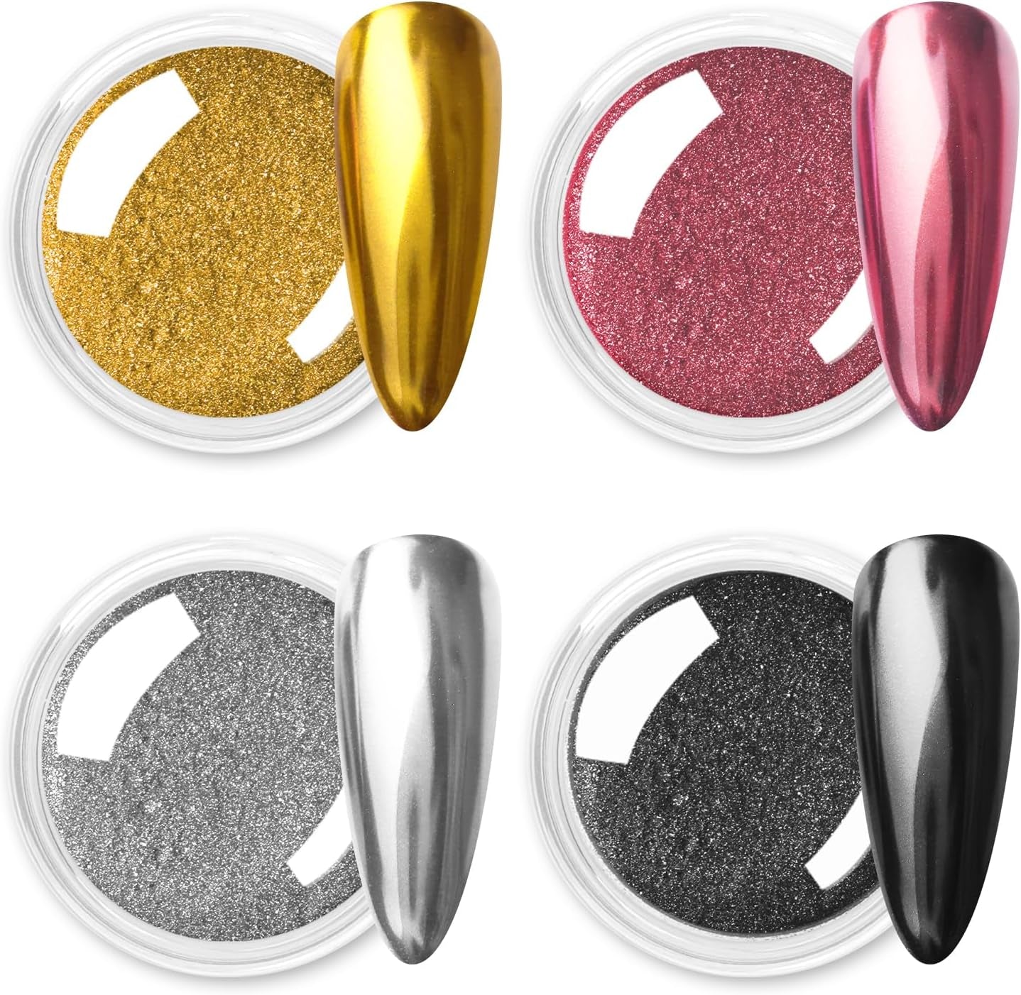 Chrom Nagel Pulver 4 Farben Irisierendes Aurora Pulver Metallic Spiegel Effekt Pigment Pearlescent Meerjungfrau Glitter Einhorn Glitter para esmalte de uñas en gel Decoración-Purpurgrüner Jadeit