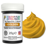 Pasta colorante alimentaria Sugarflair Colourflex Extra Paste Golden - Colorante alimentario comestible para crema de mantequilla, chocolate, pasta de azúcar, glaseado, fondant, mezclas para pasteles, masa y más - 25 g