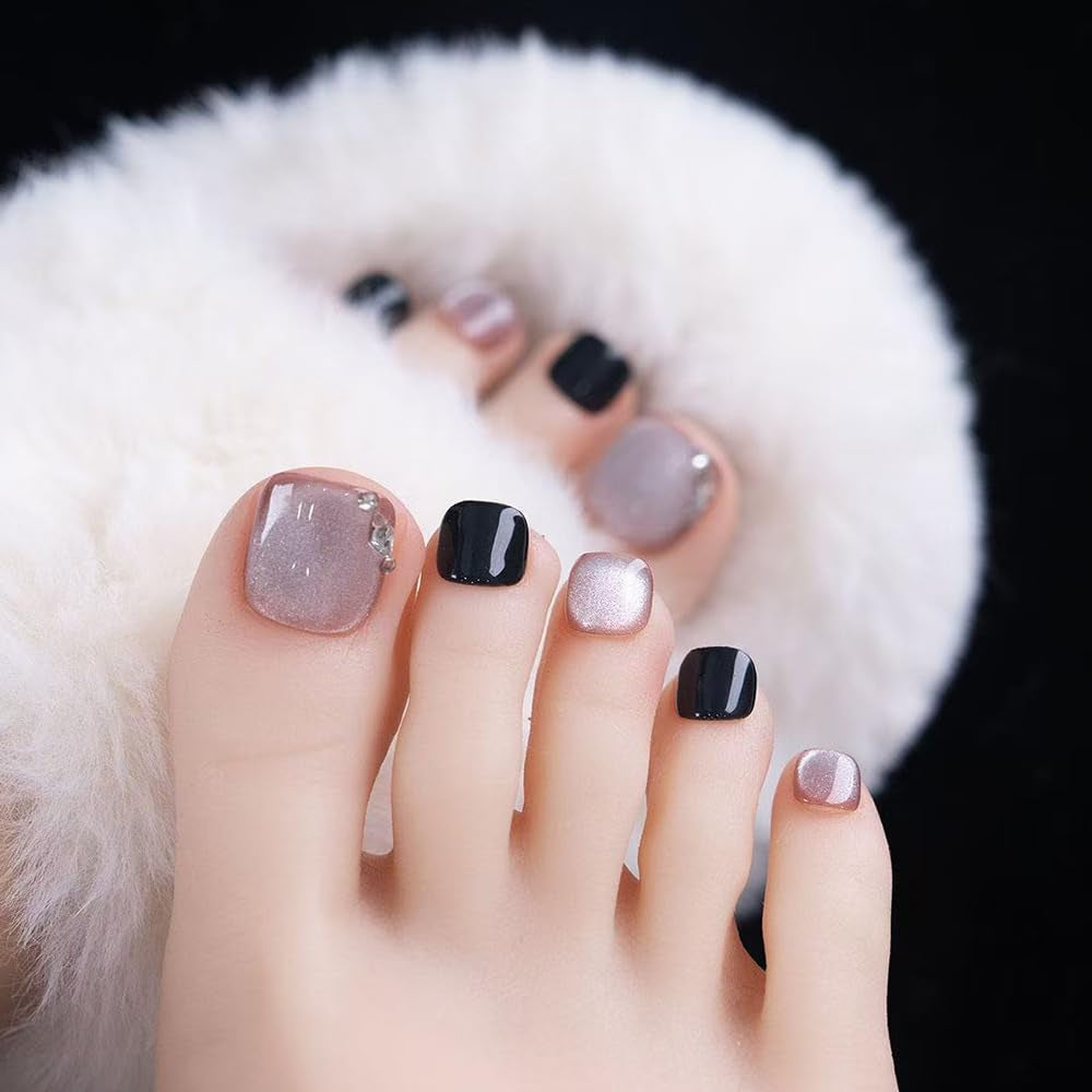 Juego de Uñas Postizas Adhesivas - Uñas Postizas Francesas - 24 Piezas Diseño Cuadrado Corto Blanco Rosa Degradado Uñas Artificiales Manicura Bailarina (Degradado Rosa Corto)