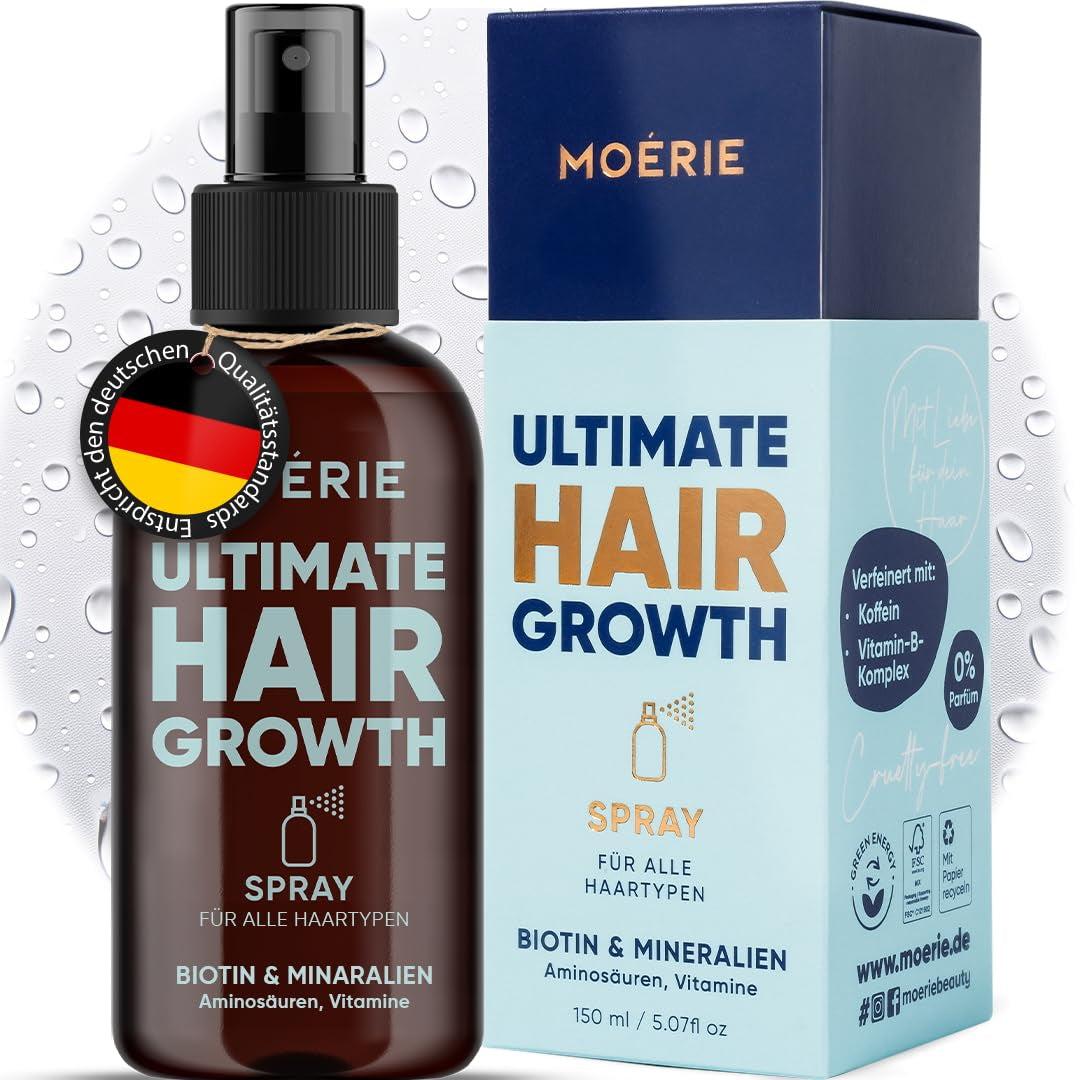 MOÉRIE Ultimate Mineral Hair Growth Spray para cabello más largo, más grueso y con más volumen - con biotina y cafeína - Productos para el cabello veganos, sin parabenos, todo tipo de cabello, revierte la caída del cabello - Suministro de 2 meses Cuidado del cabello Naty Shop Juego individual