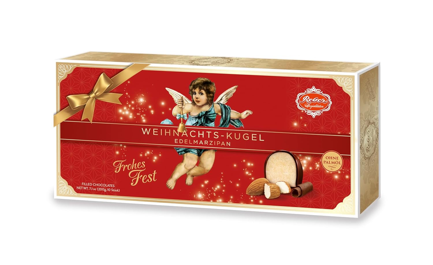 Reber Bolitas Mozart con chocolate negro, pack de 6 con mazapán y turrón, vegano - 1 x 120 g
