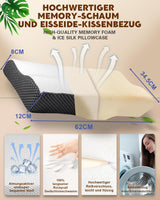 Almohada para el dolor de cuello, almohada ortopédica ergonómica para el cuello, almohada de espuma viscoelástica abdominal para la espalda lateral, almohada antironquidos para hombres y mujeres (62 * 34,5 * 12/8 CM) Almohadas ortopédicas cervicales Naty Shop