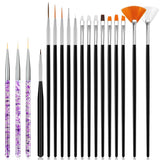 Hanyousheng Juego de 20 pinsel para uñas, 15 pinsel para diseño de uñas, 5 herramientas para puntear uñas para diseño de uñas DIY