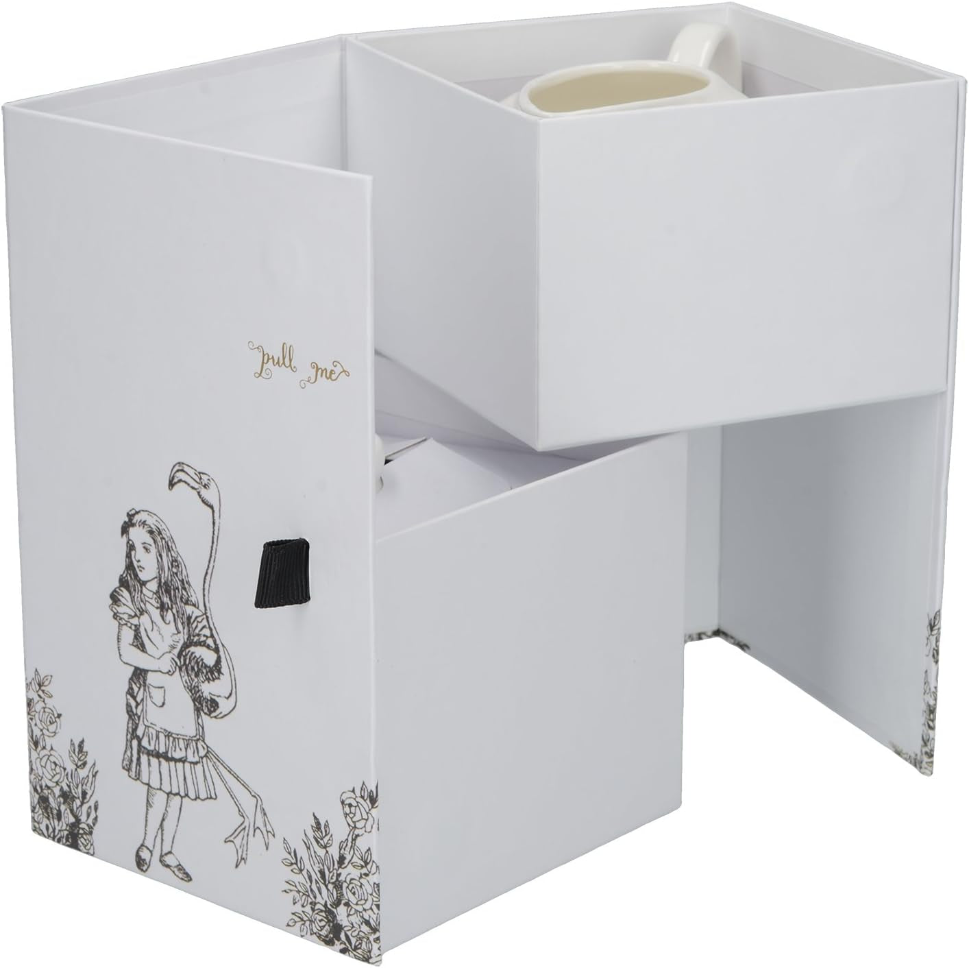 Tetera y jarra de leche de porcelana fina de Alicia en el País de las Maravillas, cuenco de porcelana y jarra de leche en una lujosa caja de regalo