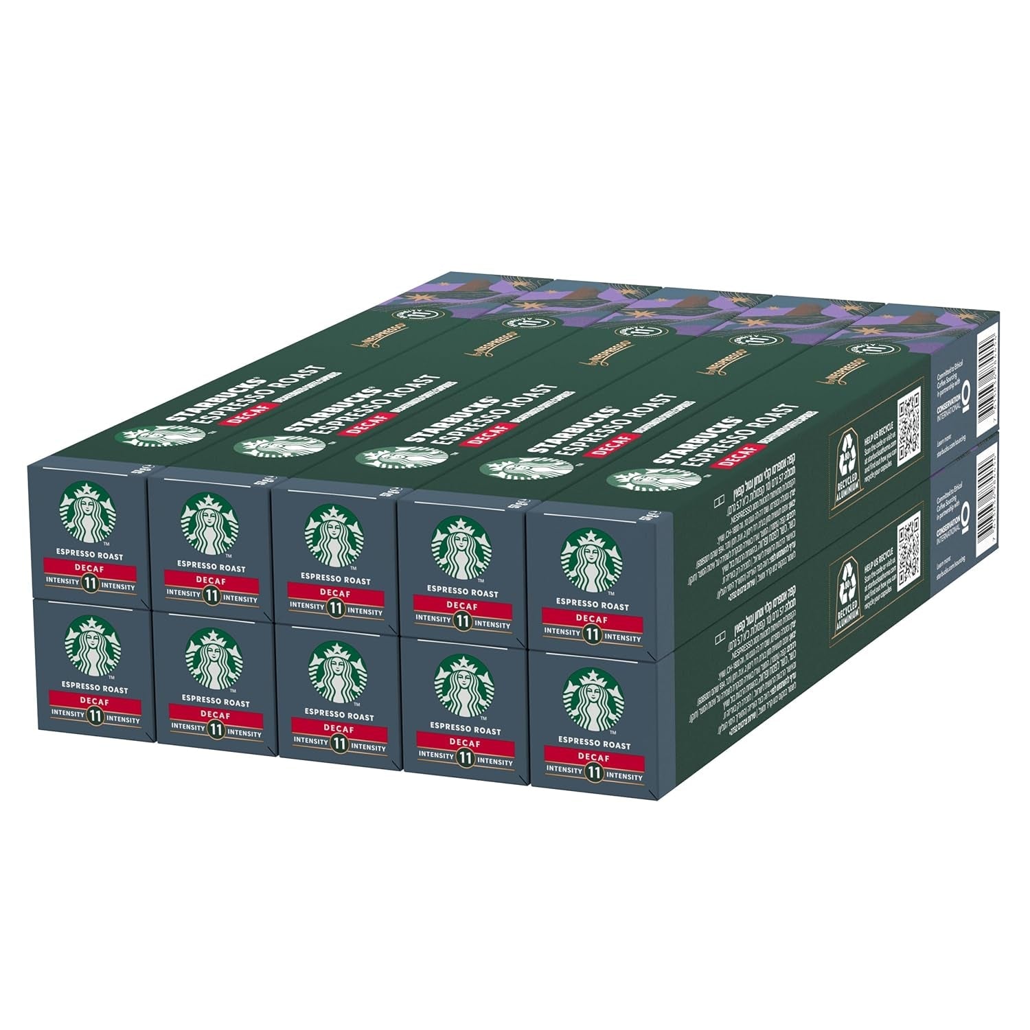 STARBUCKS Espresso Roast Entkoffeiniert de Nespresso, Dunkle Röstung, Kaffeekapseln 10 x 10 (100 Kapseln)