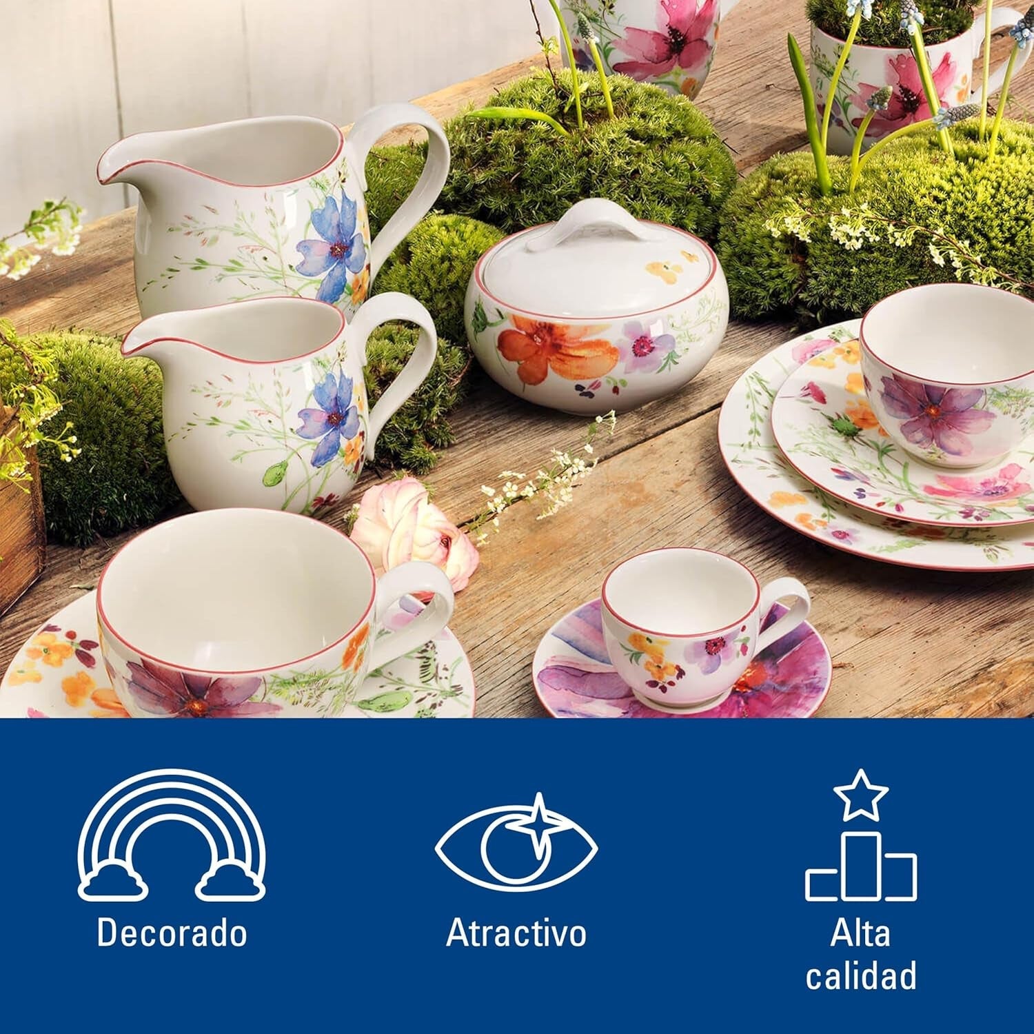 Villeroy & Boch - Azucarero Mariefleur, colores surtidos, apto para lavavajillas, microondas, azucarero con tapa, azucarero, contenedor, accesorio para café, vajilla floral, porcelana premium
