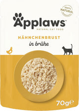 Applaws Comida húmeda para gatos 100% natural, pechuga de pollo en caldo - Paquete de 12 sobres de 70 g