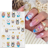 JMEOWIO Nagelsticker Weihnachten 10 Blatt Nail Art Sticker Selbstklebend Nagelaufkleber Glitter Schneeflocke Navidad Invierno Urlaub Oro Decoración Nageldesign Zubehör