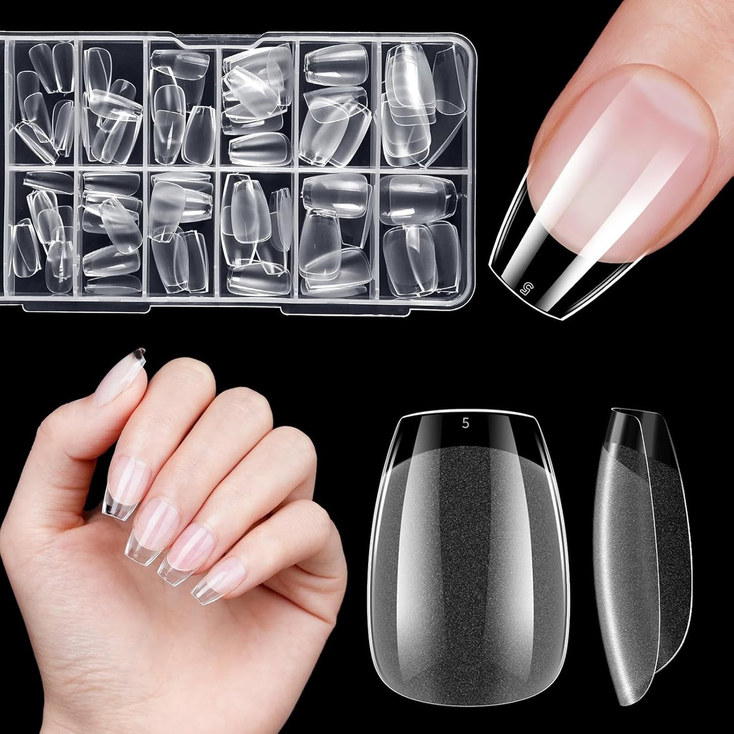 Uñas postizas cortas bailarina 120 Uds pegamento en 12 tamaños uñas artificiales cortas Gel suave cobertura completa puntas de uñas para uñas de Gel cortas S