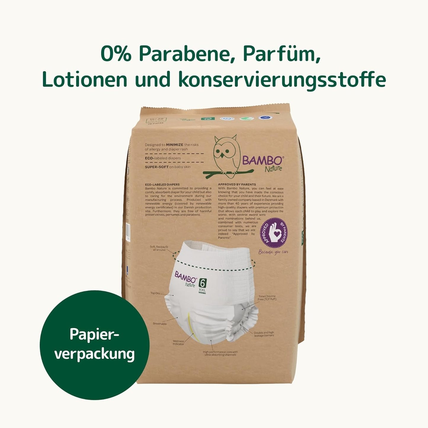 Pañales para bebé Bambo Nature, talla 6 (más de 15 kg) - Caja mensual de 90 | Pañales infantiles con protección mejorada contra fugas | Máximo confort y libertad para niños activos | Pañales testados dermatológicamente