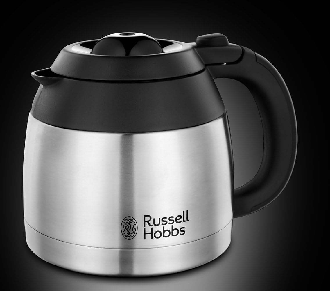 Cafetera Russell Hobbs [Cabezal de ducha para una óptima extracción y aroma] Adventure (1 a 8 tazas, Jarra Térmica de 1,0 L, Apagado Automático, Sistema Antigoteo, 1100W) Cafetera de Filtro 24020-56