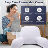 Almohada de lectura, almohada de descanso en cama para adultos y niños, cómoda almohada de terciopelo con reposabrazos, bolsillos y asa para sentarse en la cama, almohada de espalda para leer, estudiar y mirar televisión