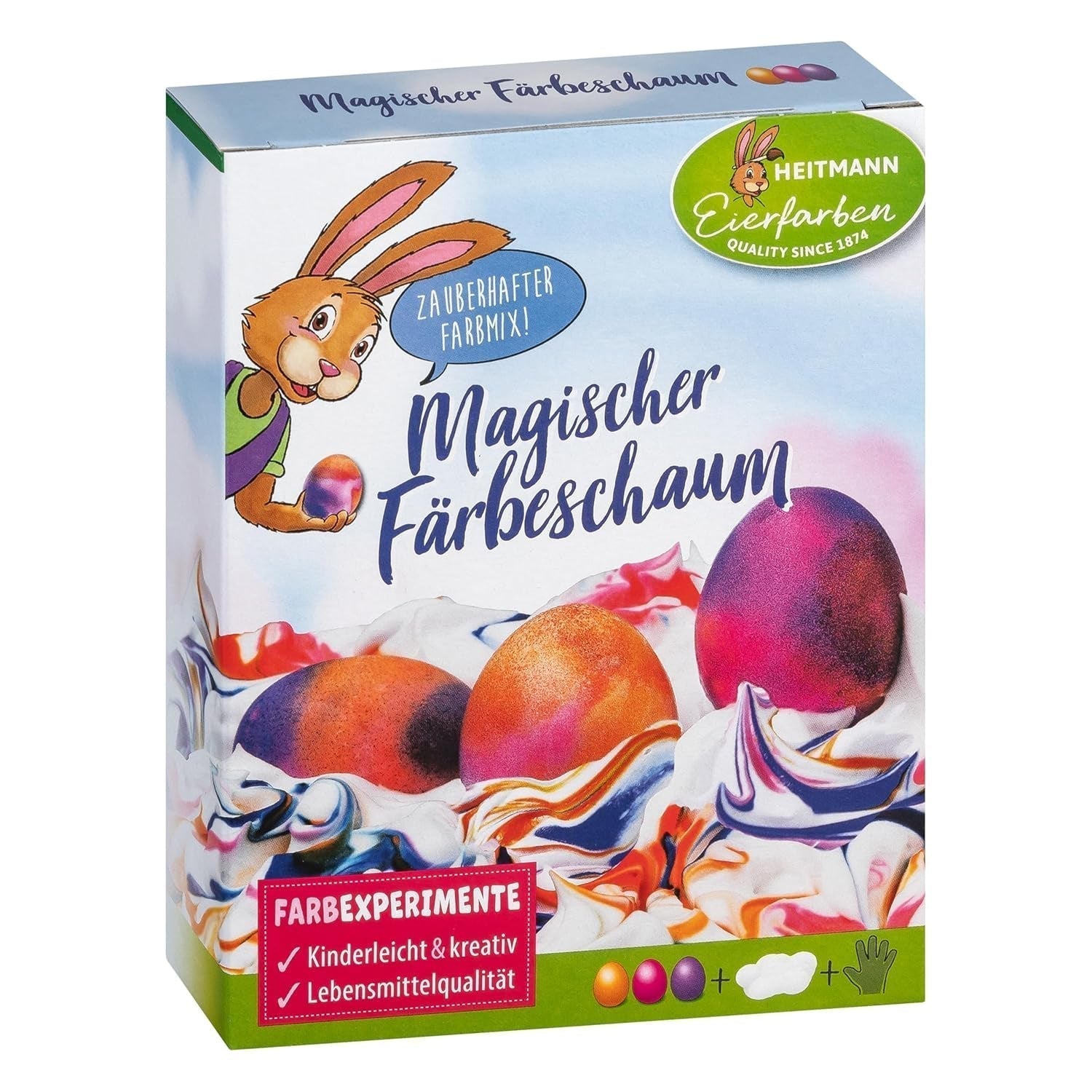 Heitmann Eierfarben - Experimento de huevos - Vulkan Eier Naty Shop Magischer Färbeschaum