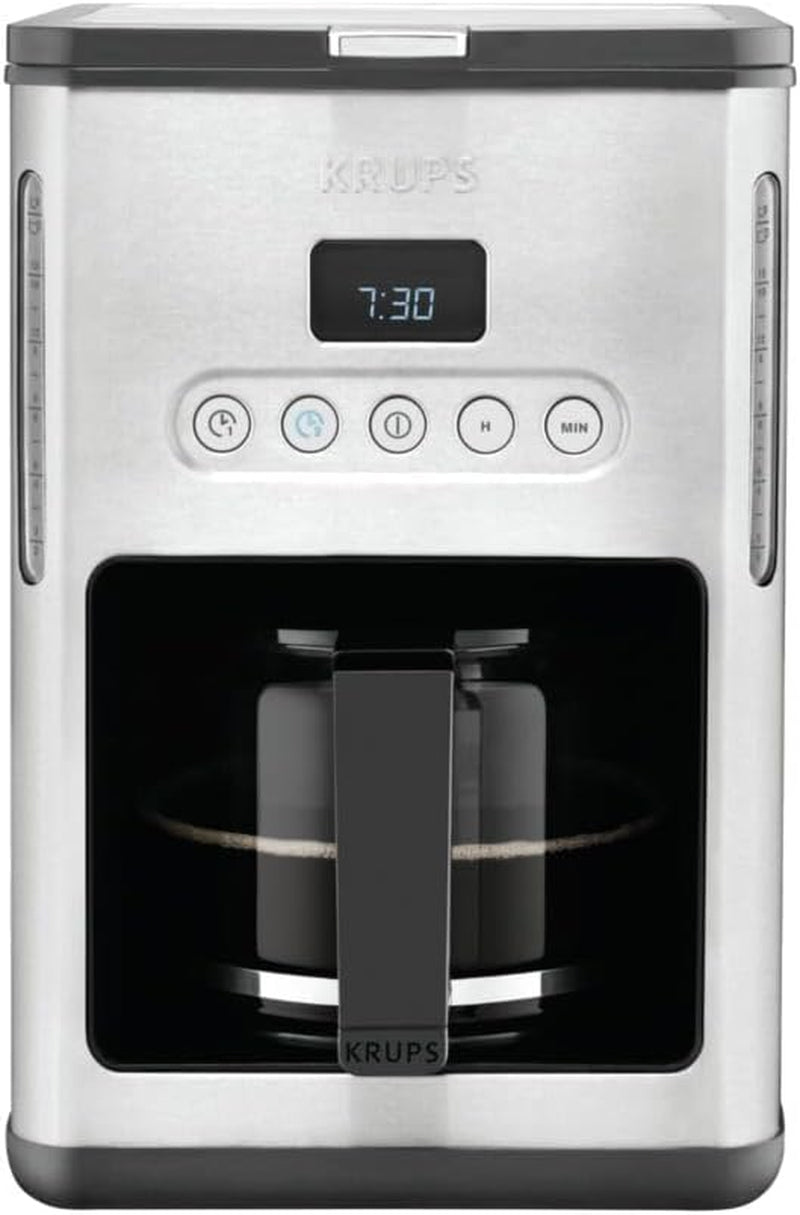 Cafetera espresso con filtro Krups KM442D Premium | 10-15 tazas | 1000 vatios | programable | función mantener caliente | acero inoxidable | negro
