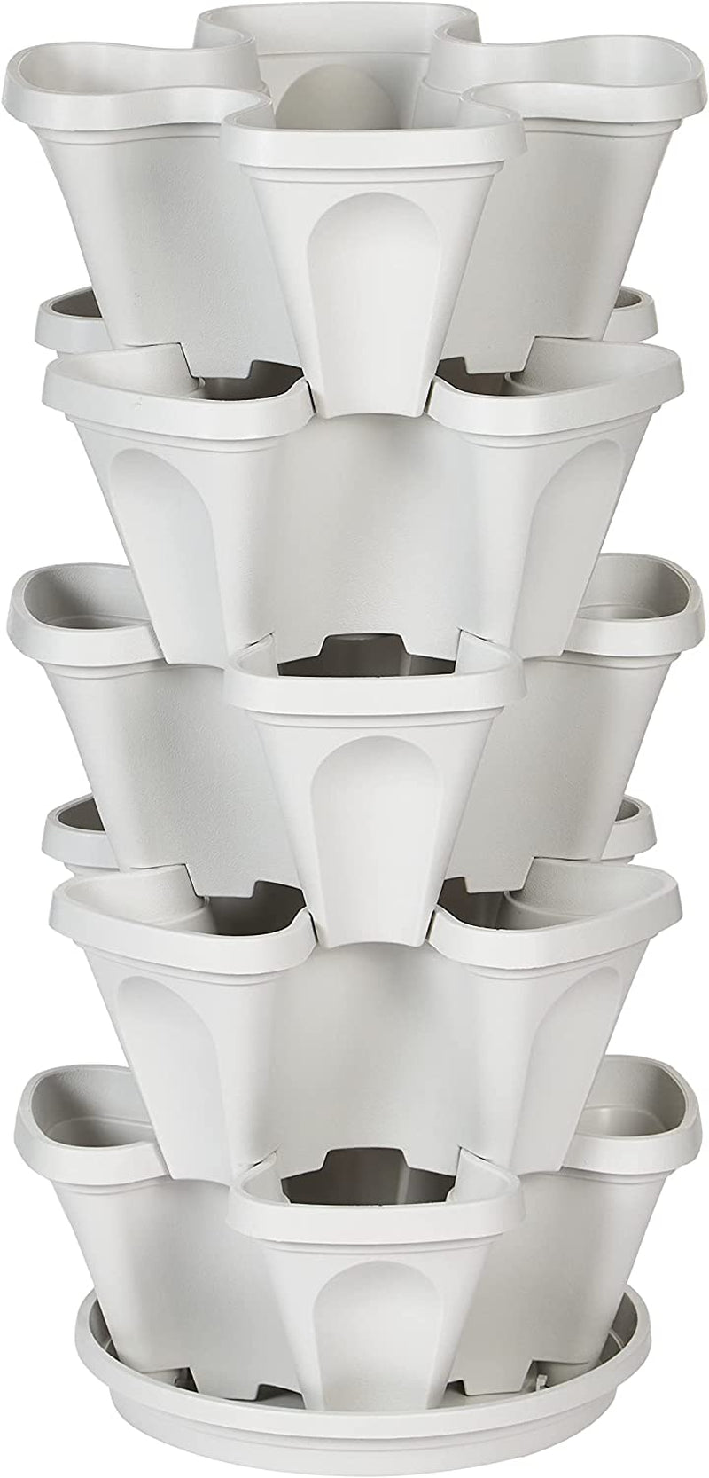 Macetero vertical apilable de 5 niveles para fresas, hierbas, flores y verduras para jardín interior y exterior.