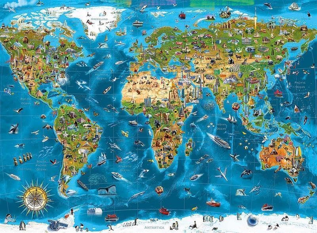 Educa - Maravilla del mundo, rompecabezas de 12000 piezas adultos y niños a partir de 14 años, mapa del mundo (19057) Puzzle Naty Shop