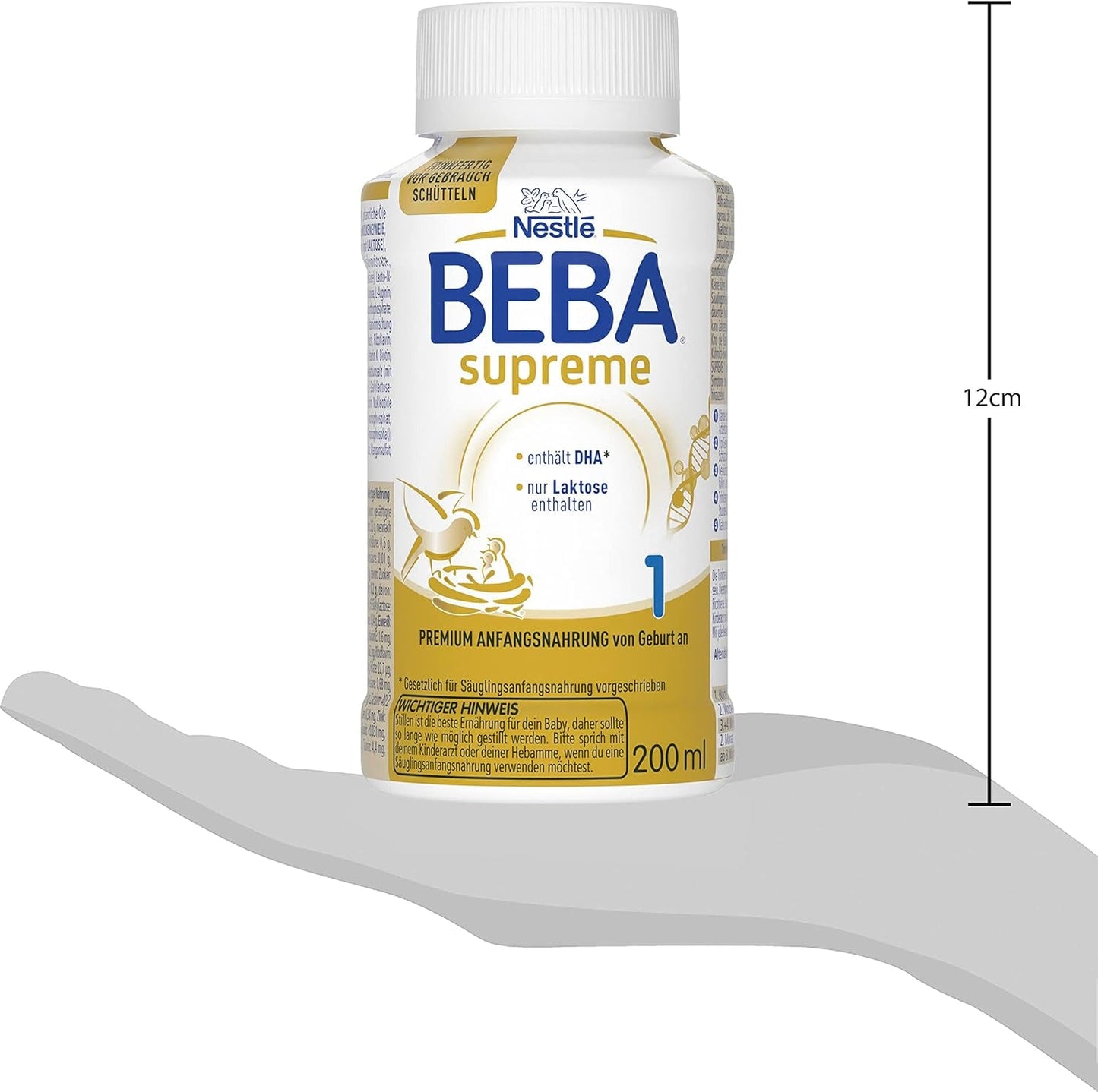 BEBA Nestlé BEBA SUPREME 1 Leche infantil: biberones listos para beber con Omega 3, pack de 4 (1 x 200 ml)