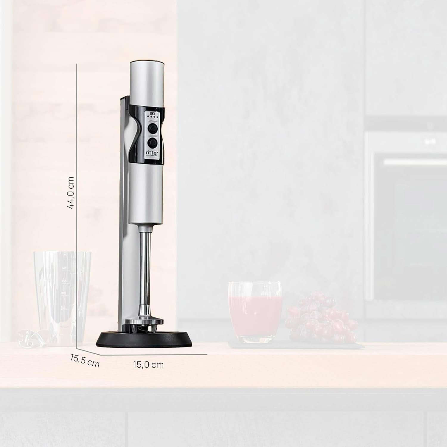 Ritter Stilo 7 plus Kabelloser Stabmixer, Pürierstab Mit Akku Aus Vollmetall, Hecho en Alemania, Silber Kitchen Naty Shop