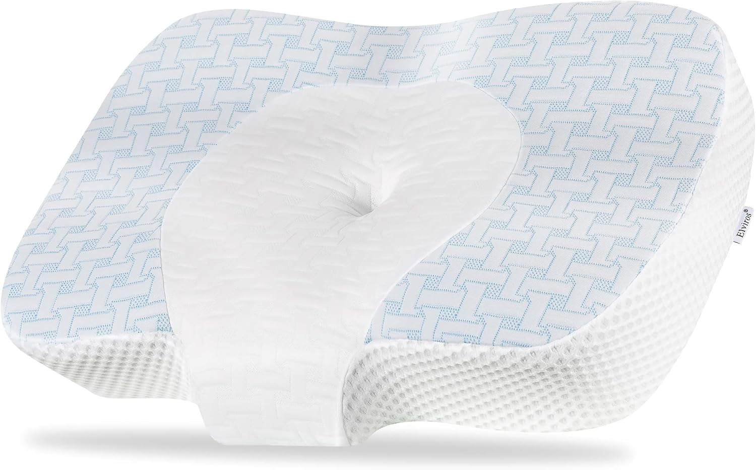 Elviros Almohada Ortopédica Viscoelástica, Almohada para el Dolor de Cuello, Almohada para Dormir, Almohada Ergonómica para el Cuello, Almohada de Apoyo para el Cuello, Almohada Antironquidos para Dormir de Lado, Dormir Boca Abajo, Blanco Naty Shop Almohadas Ortopédicas Cervicales Azul 60 X 38,6 X 9,9/13,5 Cm