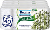 Papel higiénico de bambú suave Regina, 40 rollos, 3 capas, 160 hojas, suavidad natural para tu piel, papel higiénico de fibra de bambú, embalaje de papel, certificado Fsc