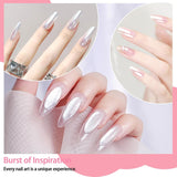 White Pearl Chrom Nagel Pulver, Irisierendes Aurora Pulver Metallic Spiegel Effekt Glitter Pulver Pearlescent Eis Transparent Meerjungfrau Pigment Perle Glitter Staub para decoración de uñas